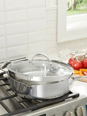 Princess Heritage® Tri-Ply Stainless Steel 13" Straining Sauté Pan 10833